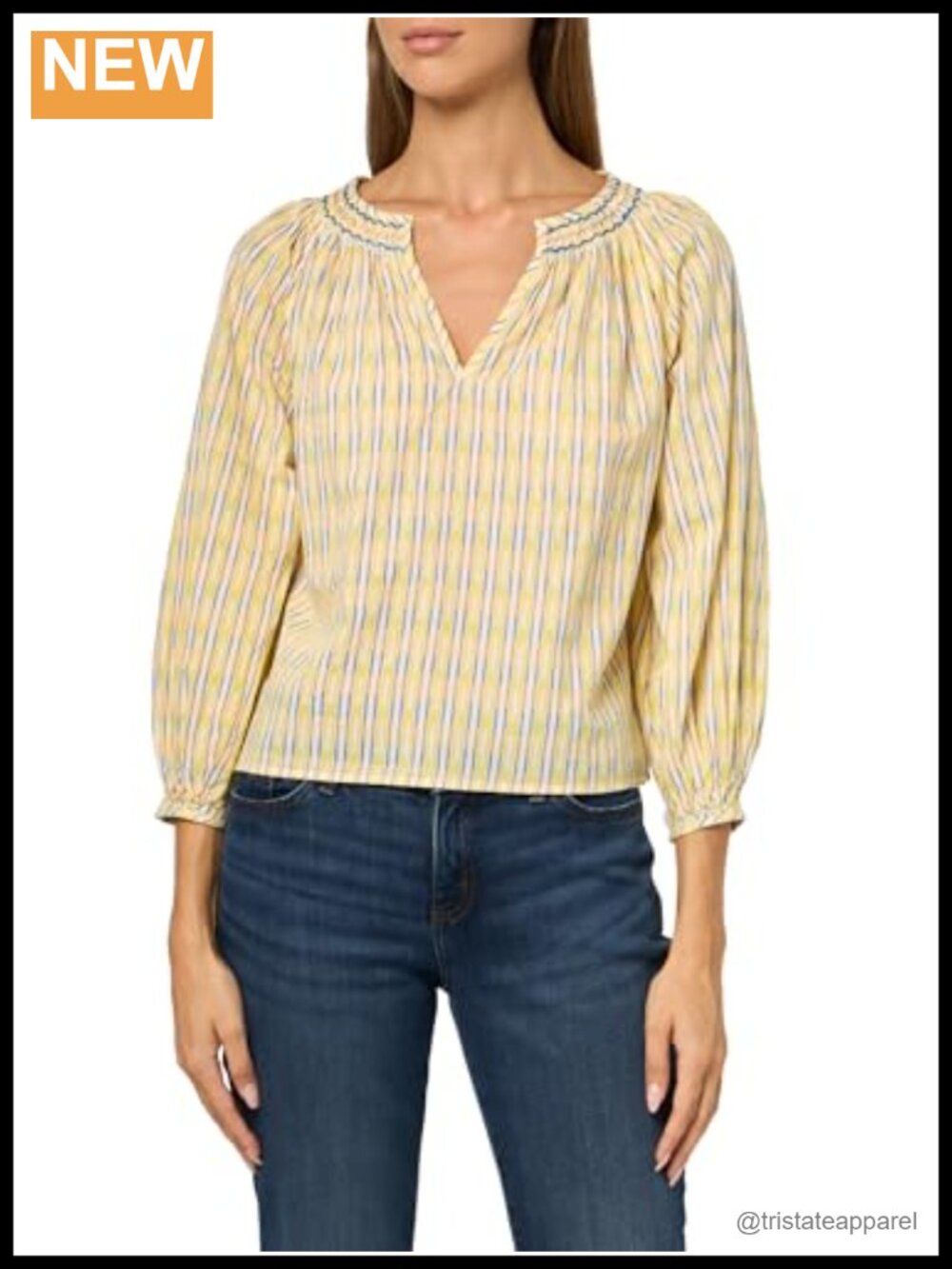 Velvet by Graham & Spencer Womens Campbell Novelty Striped Blouse 3/4 Sleeve